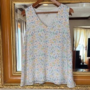 Cato White & Pastel Floral Dressy Tank - Size L